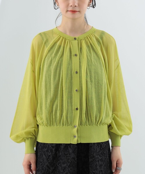 Ray BEAMS(レイビームス)の「Ray BEAMS / シアー ギャザー クルーネック カーディガン(カーディガン/ボレロ・レディース・グリーン系その他2/ブラック/サックスブルー・ONE SIZE)」の21枚目の写真