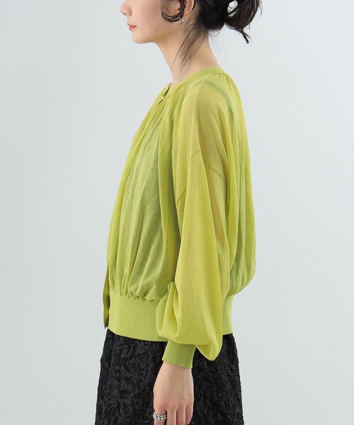 Ray BEAMS(レイビームス)の「Ray BEAMS / シアー ギャザー クルーネック カーディガン(カーディガン/ボレロ・レディース・グリーン系その他2/ブラック/サックスブルー・ONE SIZE)」の16枚目の写真