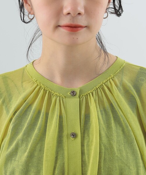 Ray BEAMS(レイビームス)の「Ray BEAMS / シアー ギャザー クルーネック カーディガン(カーディガン/ボレロ・レディース・グリーン系その他2/ブラック/サックスブルー・ONE SIZE)」の12枚目の写真