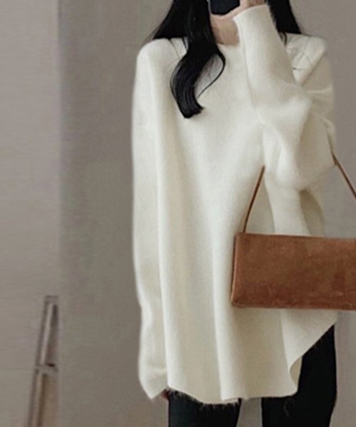 Miniministore(ミニミニストア)の「ニット ラウンドヘムニットトップス 秋冬(ニット/セーター・レディース・ライトブラウン/ブラック/ライトピンク/アイボリー/ワインレッド・フリー)」の1枚目の写真