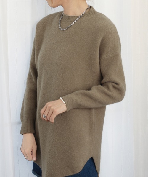 Miniministore(ミニミニストア)の「ニット ラウンドヘムニットトップス 秋冬(ニット/セーター・レディース・ライトブラウン/ブラック/ライトピンク/アイボリー/ワインレッド・フリー)」の3枚目の写真