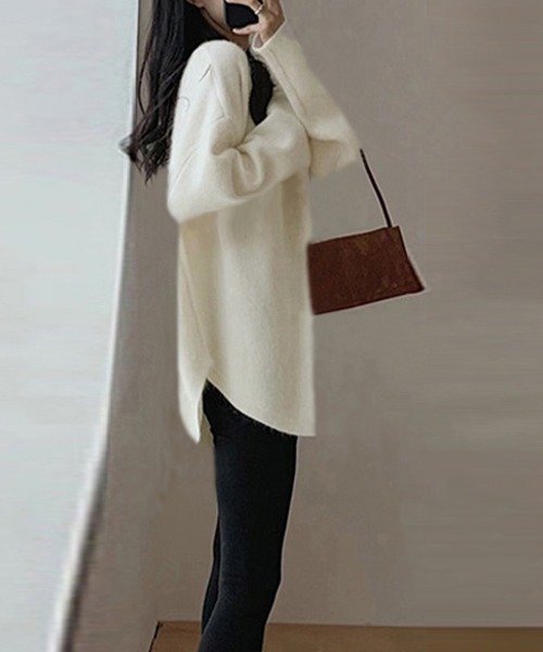 Miniministore(ミニミニストア)の「ニット ラウンドヘムニットトップス 秋冬(ニット/セーター・レディース・ライトブラウン/ブラック/ライトピンク/アイボリー/ワインレッド・フリー)」の9枚目の写真
