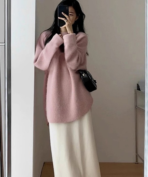 Miniministore(ミニミニストア)の「ニット ラウンドヘムニットトップス 秋冬(ニット/セーター・レディース・ライトブラウン/ブラック/ライトピンク/アイボリー/ワインレッド・フリー)」の10枚目の写真