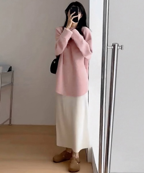 Miniministore(ミニミニストア)の「ニット ラウンドヘムニットトップス 秋冬(ニット/セーター・レディース・ライトブラウン/ブラック/ライトピンク/アイボリー/ワインレッド・フリー)」の11枚目の写真