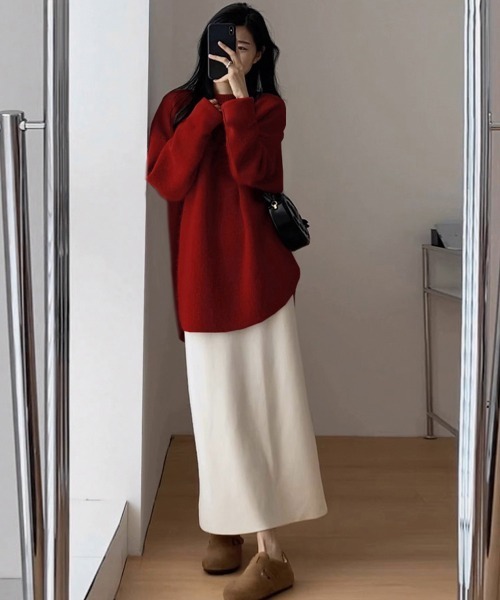Miniministore(ミニミニストア)の「ニット ラウンドヘムニットトップス 秋冬(ニット/セーター・レディース・ライトブラウン/ブラック/ライトピンク/アイボリー/ワインレッド・フリー)」の12枚目の写真