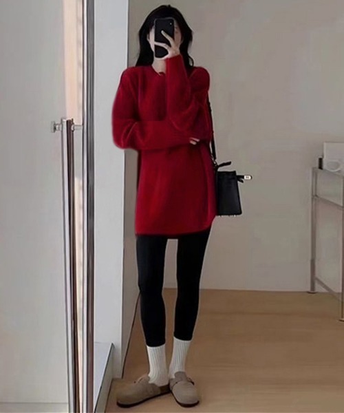 Miniministore(ミニミニストア)の「ニット ラウンドヘムニットトップス 秋冬(ニット/セーター・レディース・ライトブラウン/ブラック/ライトピンク/アイボリー/ワインレッド・フリー)」の13枚目の写真