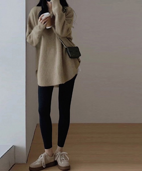 Miniministore(ミニミニストア)の「ニット ラウンドヘムニットトップス 秋冬(ニット/セーター・レディース・ライトブラウン/ブラック/ライトピンク/アイボリー/ワインレッド・フリー)」の14枚目の写真