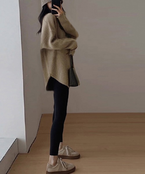 Miniministore(ミニミニストア)の「ニット ラウンドヘムニットトップス 秋冬(ニット/セーター・レディース・ライトブラウン/ブラック/ライトピンク/アイボリー/ワインレッド・フリー)」の15枚目の写真