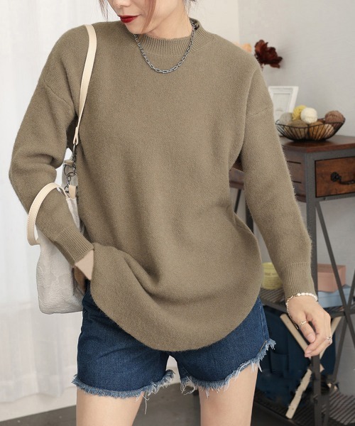 Miniministore(ミニミニストア)の「ニット ラウンドヘムニットトップス 秋冬(ニット/セーター・レディース・ライトブラウン/ブラック/ライトピンク/アイボリー/ワインレッド・フリー)」の16枚目の写真