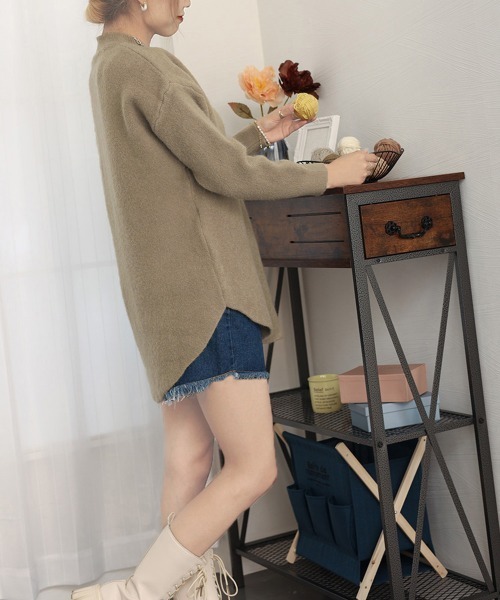Miniministore(ミニミニストア)の「ニット ラウンドヘムニットトップス 秋冬(ニット/セーター・レディース・ライトブラウン/ブラック/ライトピンク/アイボリー/ワインレッド・フリー)」の17枚目の写真