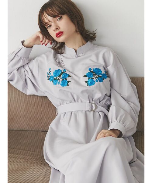 jouetie（ジュエティ）の「フラワーチャイナワンピース（ワンピース・レディース・ブラック/グレー/ピンク・MEDIUM）」の4枚目の写真