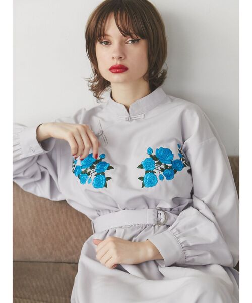 jouetie（ジュエティ）の「フラワーチャイナワンピース（ワンピース・レディース・ブラック/グレー/ピンク・MEDIUM）」の5枚目の写真