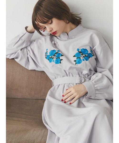 jouetie（ジュエティ）の「フラワーチャイナワンピース（ワンピース・レディース・ブラック/グレー/ピンク・MEDIUM）」の6枚目の写真