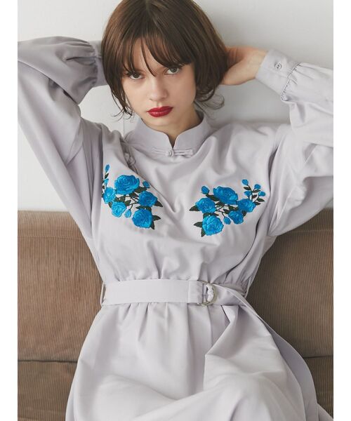 jouetie（ジュエティ）の「フラワーチャイナワンピース（ワンピース・レディース・ブラック/グレー/ピンク・MEDIUM）」の7枚目の写真