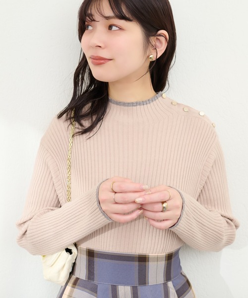 natural couture（ナチュラルクチュール）の「配色ラインリブニット（ニット/セーター・レディース・ブラック/イエロー/アイボリー/ベージュ系その他/ライトベージュ・FREE）」の13枚目の写真