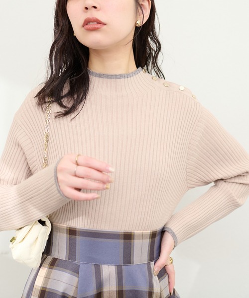 natural couture（ナチュラルクチュール）の「配色ラインリブニット（ニット/セーター・レディース・ブラック/イエロー/アイボリー/ベージュ系その他/ライトベージュ・FREE）」の11枚目の写真