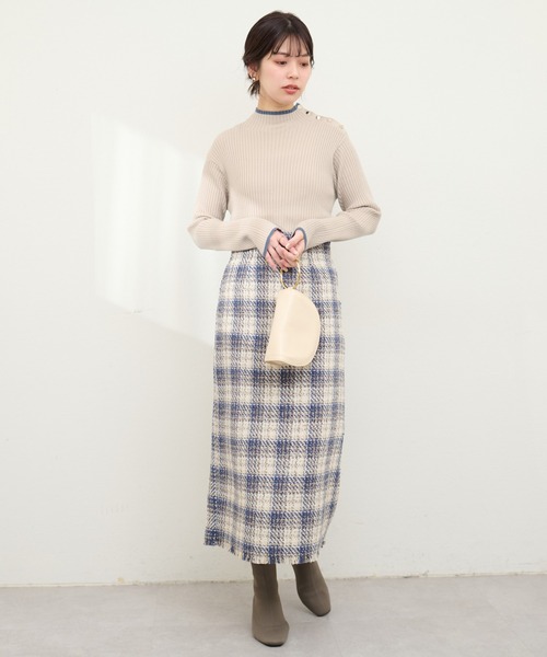 natural couture（ナチュラルクチュール）の「配色ラインリブニット（ニット/セーター・レディース・ブラック/イエロー/アイボリー/ベージュ系その他/ライトベージュ・FREE）」の9枚目の写真