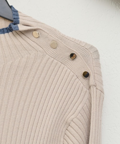 natural couture（ナチュラルクチュール）の「配色ラインリブニット（ニット/セーター・レディース・ブラック/イエロー/アイボリー/ベージュ系その他/ライトベージュ・FREE）」の10枚目の写真