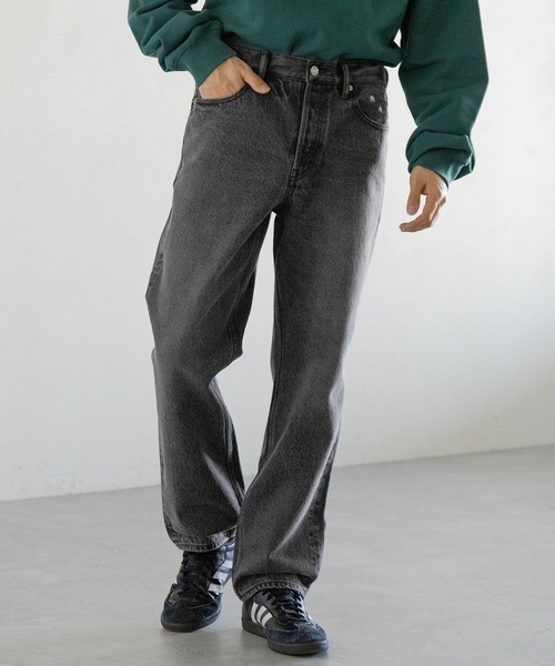 RAGEBLUE（レイジブルー）の「ルーズフィット/フラワー刺繍ワイドストレートデニムパンツ（デニムパンツ・メンズ・グレー/ブルー・SMALL/MEDIUM/LARGE）」の4枚目の写真