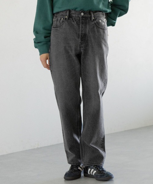 RAGEBLUE（レイジブルー）の「ルーズフィット/フラワー刺繍ワイドストレートデニムパンツ（デニムパンツ・メンズ・グレー/ブルー・SMALL/MEDIUM/LARGE）」の5枚目の写真