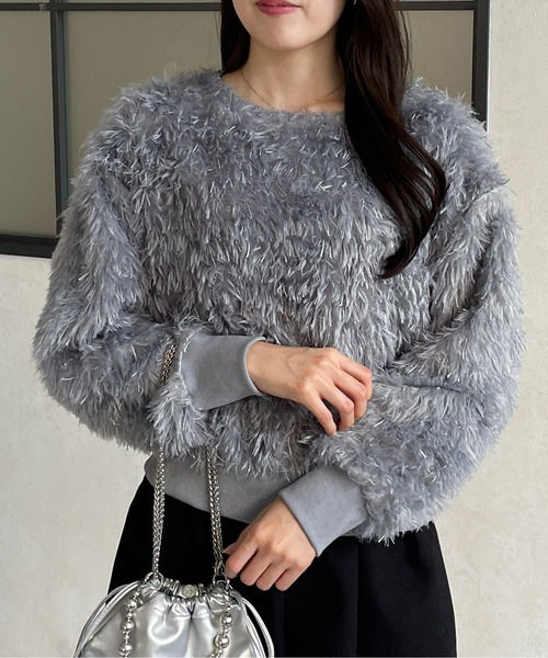 Thevon（ゼボン）の「カットジャガードフリンジプルオーバー（Tシャツ/カットソー・レディース・オリーブ/ライトベージュ/グレー/オフホワイト・FREE）」の13枚目の写真