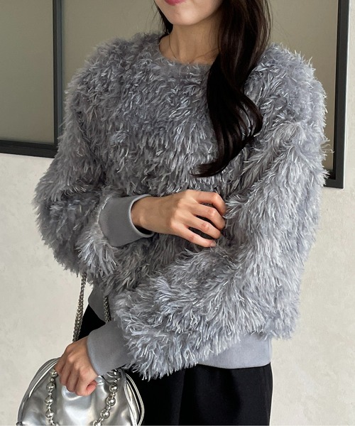 Thevon（ゼボン）の「カットジャガードフリンジプルオーバー（Tシャツ/カットソー・レディース・オリーブ/ライトベージュ/グレー/オフホワイト・FREE）」の14枚目の写真