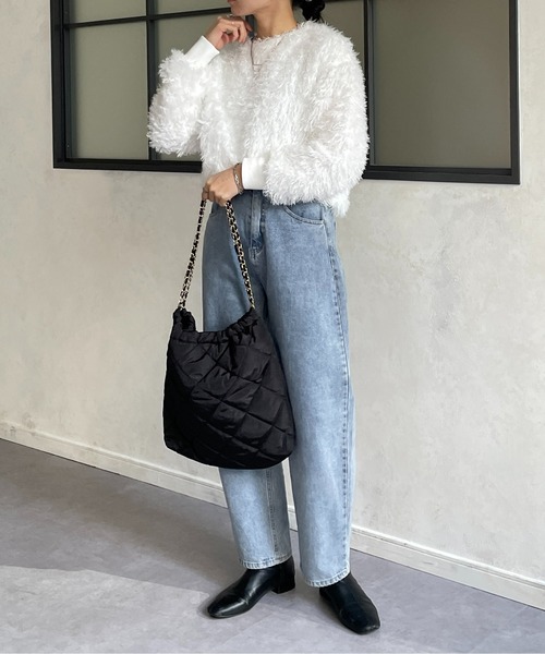 Thevon（ゼボン）の「カットジャガードフリンジプルオーバー（Tシャツ/カットソー・レディース・オリーブ/ライトベージュ/グレー/オフホワイト・FREE）」の10枚目の写真