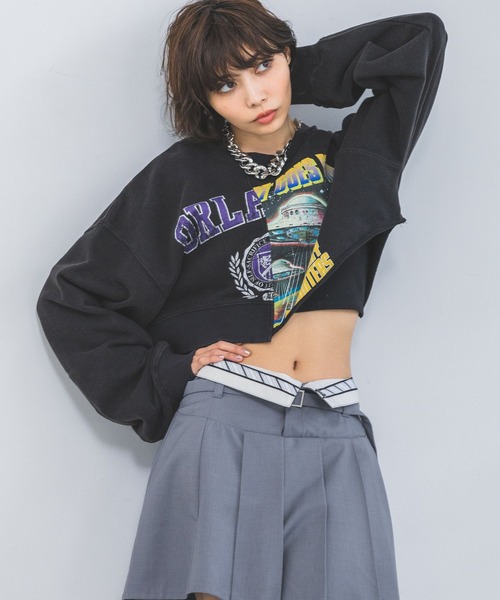 PAGEBOY(ページボーイ)の「リメイクライクショートスウェット(スウェット・レディース・ブラック/スカイブルー/オートミール・FREE)」の5枚目の写真