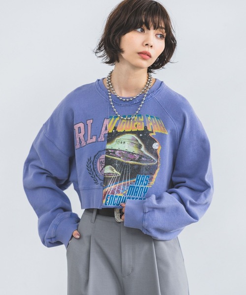 PAGEBOY(ページボーイ)の「リメイクライクショートスウェット(スウェット・レディース・ブラック/スカイブルー/オートミール・FREE)」の14枚目の写真