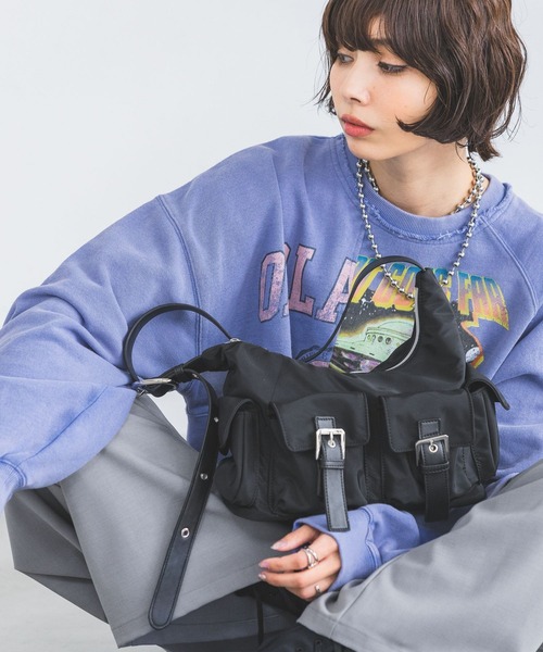 新品　リメイクライクスウェット　韓国ファッション　ネイビー　リメイクフウ FREAK'S STORE トレーナー スウェット 「新色追加」リメイク風