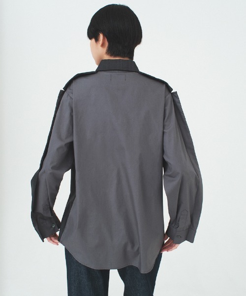 soduk（スドーク）の「stitching shirt（シャツ/ブラウス・レディース・チャコール・ONE SIZE）」の3枚目の写真