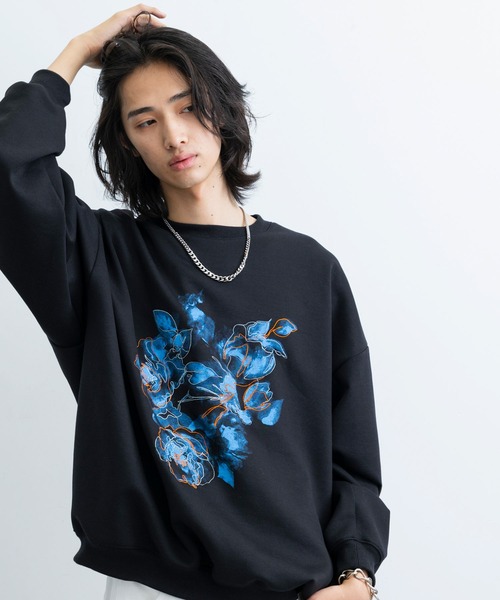 JUNRED(ジュンレッド)の「フラワーレイヤードワイドプルオーバー(Tシャツ/カットソー・メンズ・ホワイト/ブラック・L/M/S)」の3枚目の写真