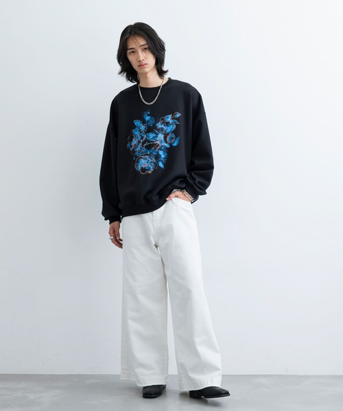 JUNRED(ジュンレッド)の「フラワーレイヤードワイドプルオーバー(Tシャツ/カットソー・メンズ・ホワイト/ブラック・L/M/S)」の4枚目の写真