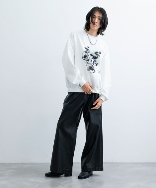 JUNRED(ジュンレッド)の「フラワーレイヤードワイドプルオーバー(Tシャツ/カットソー・メンズ・ホワイト/ブラック・L/M/S)」の5枚目の写真
