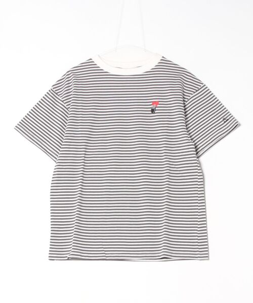 STRAY SHEEP(ストレイシープ)の「【STRAY SHEEP/ストレイシープ】ボーダーTシャツ/半袖Tシャツ(Tシャツ/カットソー・レディース・ブラック/グレー・MEDIUM/LARGE)」の1枚目の写真