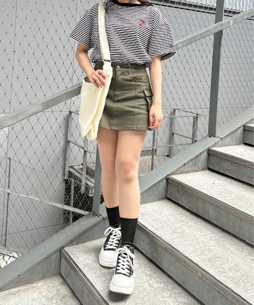 STRAY SHEEP(ストレイシープ)の「【STRAY SHEEP/ストレイシープ】ボーダーTシャツ/半袖Tシャツ(Tシャツ/カットソー・レディース・ブラック/グレー・MEDIUM/LARGE)」の4枚目の写真