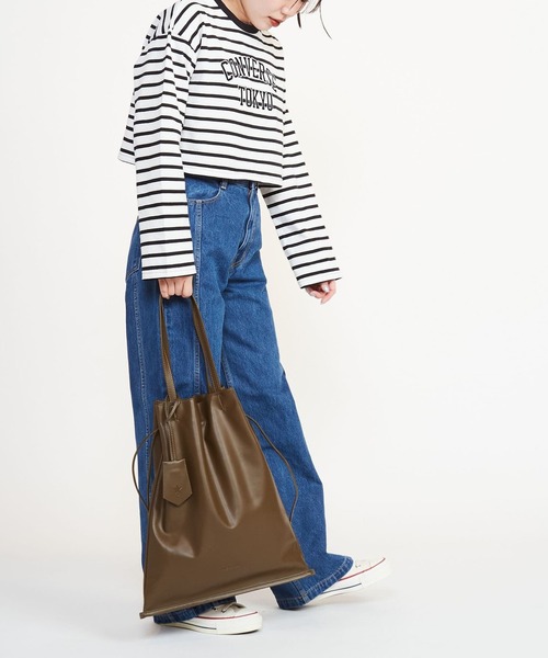 CONVERSE TOKYO（コンバーストウキョウ）の「CANVAS GATHERED TOTE BAG（トートバッグ・レディース・ブラック系その他/ブラック/ベージュ/グリーン系その他・FREE）」の15枚目の写真