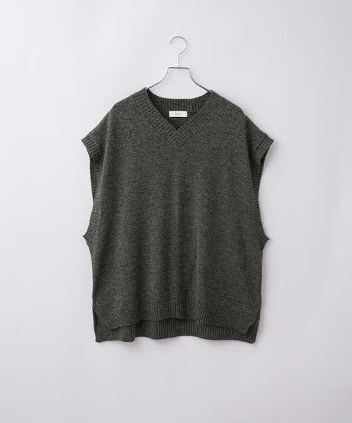 molk（モルク）の「【molk】サイドスリットメランジVネックニットベスト（ベスト・メンズ・ブルー/グレー/ブラック・L/M/S）」の14枚目の写真