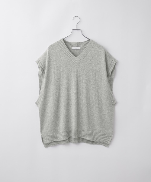 molk（モルク）の「【molk】サイドスリットメランジVネックニットベスト（ベスト・メンズ・ブルー/グレー/ブラック・L/M/S）」の12枚目の写真
