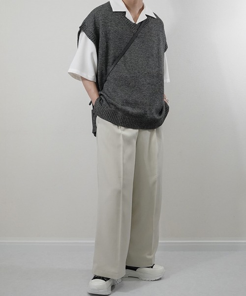 molk（モルク）の「【molk】サイドスリットメランジVネックニットベスト（ベスト・メンズ・ブルー/グレー/ブラック・L/M/S）」の21枚目の写真