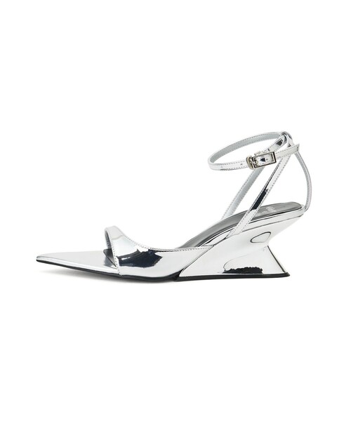 ODETTE E ODILE（オデットエオディール）の「【WEB限定】ポインテッドアシンメトリーウェッジ サンダル60●（サンダル・レディース・シルバー/ホワイト/ブラック・22cm/22.5cm/23cm/23.5cm/24cm/24.5cm）」の3枚目の写真