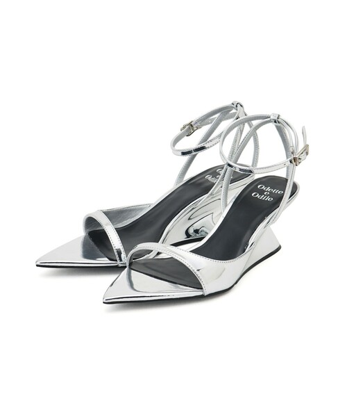 ODETTE E ODILE（オデットエオディール）の「【WEB限定】ポインテッドアシンメトリーウェッジ サンダル60●（サンダル・レディース・シルバー/ホワイト/ブラック・22cm/22.5cm/23cm/23.5cm/24cm/24.5cm）」の4枚目の写真