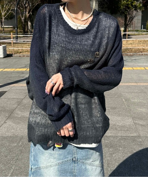 sedacle(セダクル)の「ニュアンスグラデーション透かしニット(ニット/セーター・メンズ・グレー/チャコールグレー/ブルー・SMALL/MEDIUM/LARGE)」の4枚目の写真