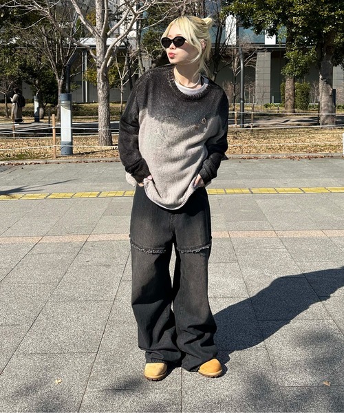 sedacle(セダクル)の「ニュアンスグラデーション透かしニット(ニット/セーター・メンズ・グレー/チャコールグレー/ブルー・SMALL/MEDIUM/LARGE)」の13枚目の写真