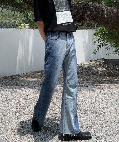 NOWLE（ノウル）の「【NOWLE】スリム ストレート フレア デニムパンツ（デニムパンツ・メンズ・ダークインディゴブルー/ブラック・X-LARGE/MEDIUM/LARGE）」の2枚目の写真