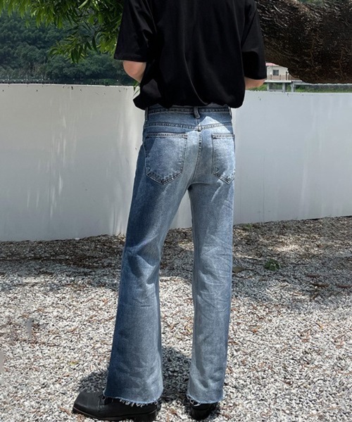 NOWLE（ノウル）の「【NOWLE】スリム ストレート フレア デニムパンツ（デニムパンツ・メンズ・ダークインディゴブルー/ブラック・X-LARGE/MEDIUM/LARGE）」の5枚目の写真