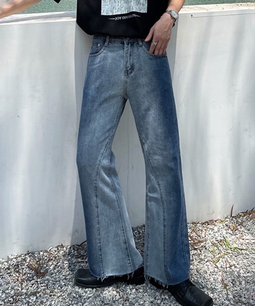 NOWLE（ノウル）の「【NOWLE】スリム ストレート フレア デニムパンツ（デニムパンツ・メンズ・ダークインディゴブルー/ブラック・X-LARGE/MEDIUM/LARGE）」の6枚目の写真