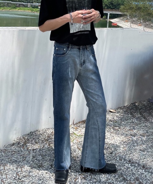 NOWLE（ノウル）の「【NOWLE】スリム ストレート フレア デニムパンツ（デニムパンツ・メンズ・ダークインディゴブルー/ブラック・X-LARGE/MEDIUM/LARGE）」の8枚目の写真