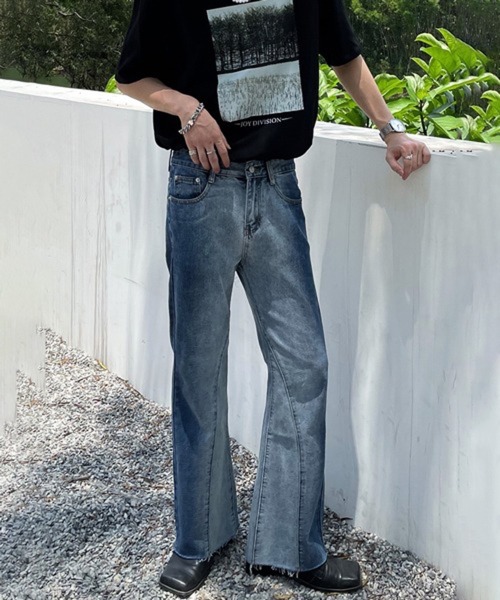 NOWLE（ノウル）の「【NOWLE】スリム ストレート フレア デニムパンツ（デニムパンツ・メンズ・ダークインディゴブルー/ブラック・X-LARGE/MEDIUM/LARGE）」の9枚目の写真