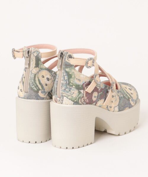 YOSUKE（ヨースケ）の「【YOSUKE】厚底タンクソールビジューバックルパンプス 4450037（パンプス・レディース・ホワイト/ベージュ系その他/ブラック・M/L/LL/S）」の4枚目の写真